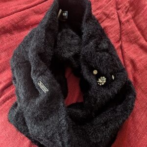 Karl Lagerfeld Black Faux Fur Infinity Scarf